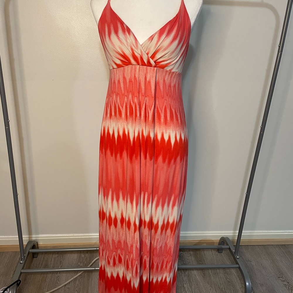 Orange and Cream Maxi Dress